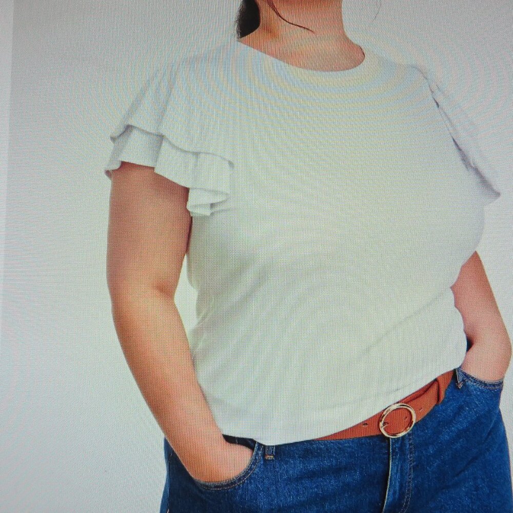 Trendy White Plus Size Flutter-Sleeve Pullover Top